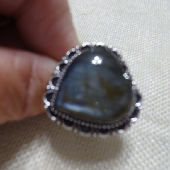 Beautiful LABRADORITE HEART Handmade Sterling 925 Ring Size 10.75 #203C - Picture 3 of 3